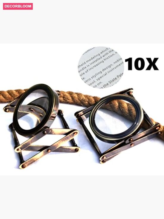 Antique Brass Folding Magnifier 10X Magnification Vintage Retro Style Reading main image 5